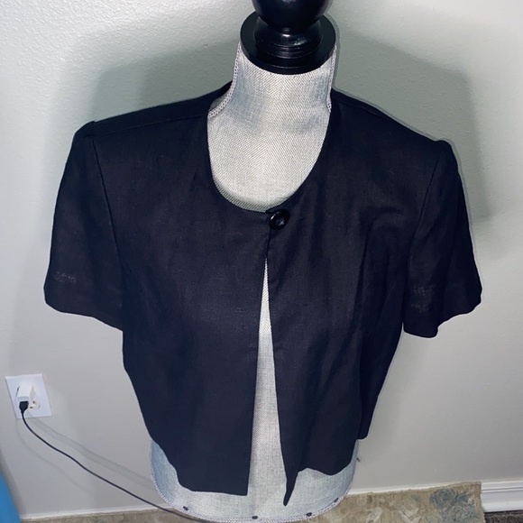 Periwinkle black short sleeve one button cardigan M - Picture 2 of 4